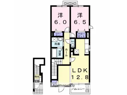 リヴェール JJ(2LDK/2階)の間取り写真