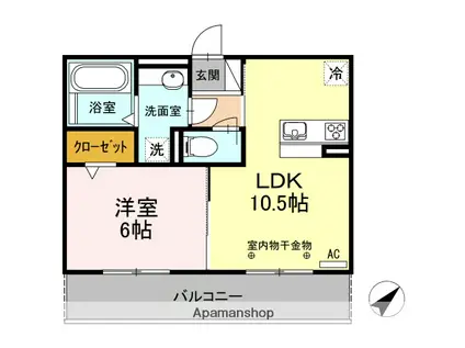 クレールA棟B棟(1LDK/3階)の間取り写真