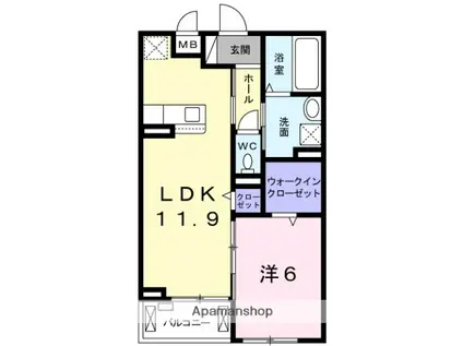 グランデ スクエア(1LDK/1階)の間取り写真