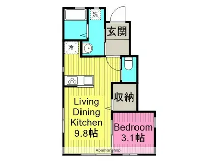 リーブルファイン上条町(1LDK/1階)の間取り写真