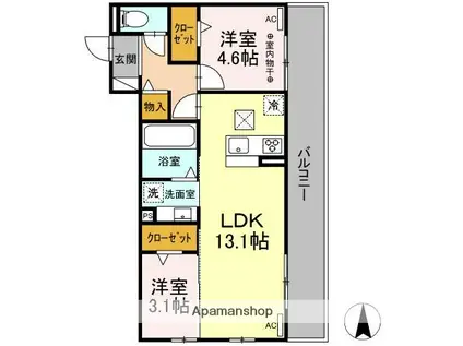 アグレアーブル(2LDK/2階)の間取り写真