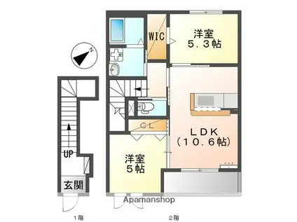 パイン クレスト(2LDK/2階)の間取り写真