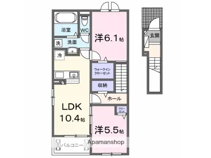 フェリーチェI(2LDK/2階)の間取り写真