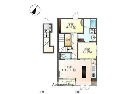 AMFORETⅡ(2LDK/2階)の間取り写真