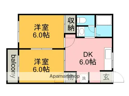 フォーブル押沢(2DK/1階)の間取り写真