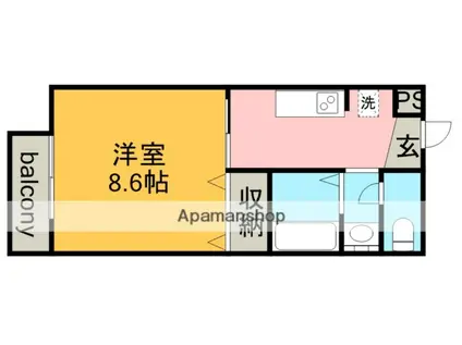 サープラス下市場(1K/1階)の間取り写真