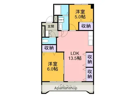 神領マンション(2LDK/1階)の間取り写真