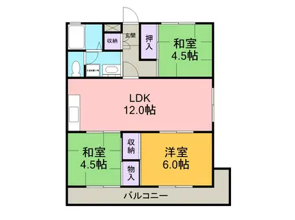 光マンション(3LDK/3階)の間取り写真