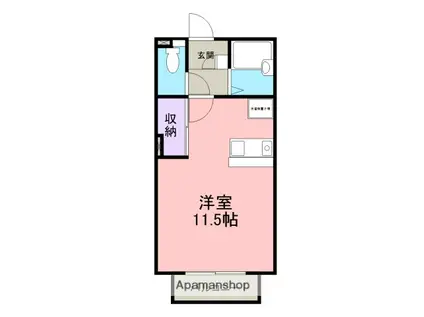 プラウディア光陽(ワンルーム/1階)の間取り写真