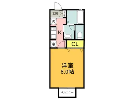 セジュール犬塚(1K/1階)の間取り写真