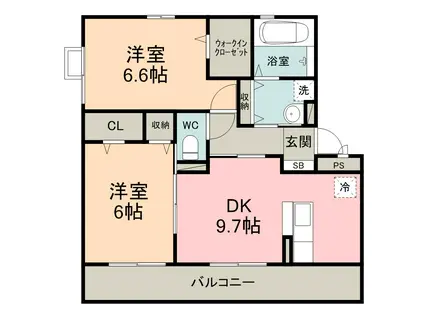 サウス・シャトーⅢ(2DK/1階)の間取り写真