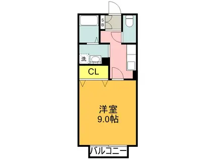 モナリエS(1K/1階)の間取り写真