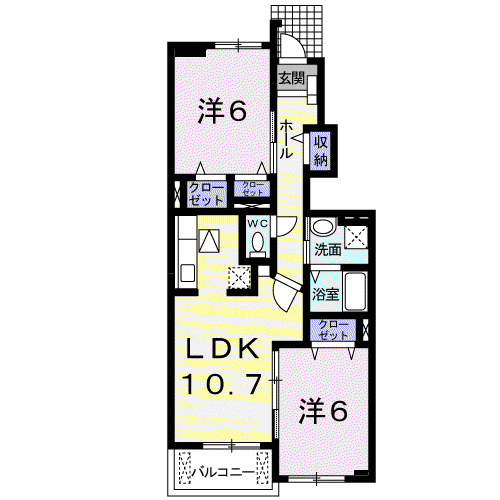 カサソレアーダ Ⅰ(2LDK/1階)の間取り写真