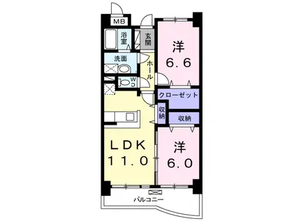 フォレストパレス5番館(2LDK/3階)の間取り写真