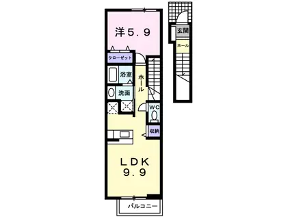 ウッドイン3番館(1LDK/2階)の間取り写真