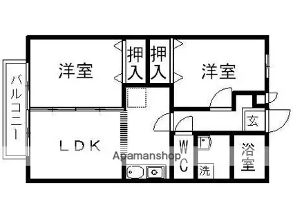 ソレジオ稲熊(2LDK/1階)の間取り写真