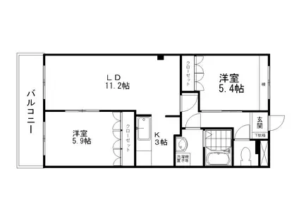 ガーデンハーツ(2LDK/1階)の間取り写真