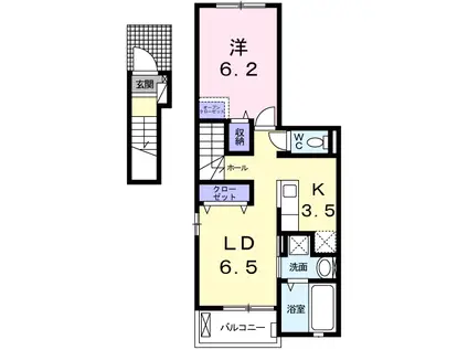 ツバキハイツ(1LDK/2階)の間取り写真