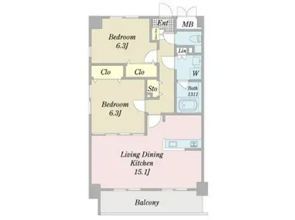 メゾンラディウス(2LDK/5階)の間取り写真