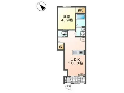 ポップスック(1LDK/1階)の間取り写真