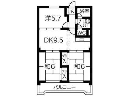 メゾンむつな(3DK/2階)の間取り写真
