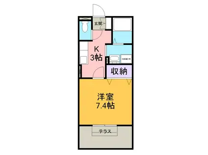 エスポワール栄Ⅱ(1K/1階)の間取り写真