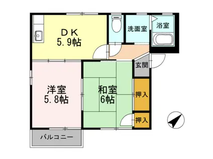 法性寺ハイツアネックス(2K/1階)の間取り写真