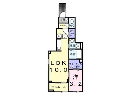 ヒカルサ岡崎蓑川町(1LDK/1階)の間取り写真