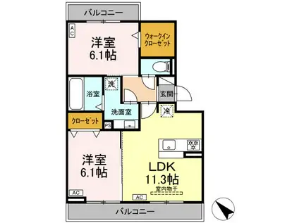 D-AVANCE上六名(2LDK/2階)の間取り写真