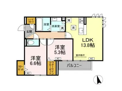 D-AVANCE上和田(2LDK/1階)の間取り写真