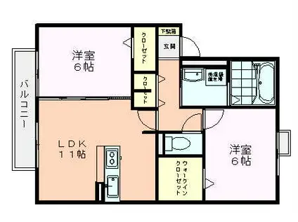ル・ウィット(2SLDK/2階)の間取り写真