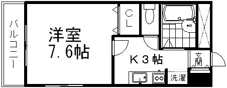 レインボーヒルズSⅡ(1K/1階)の間取り写真