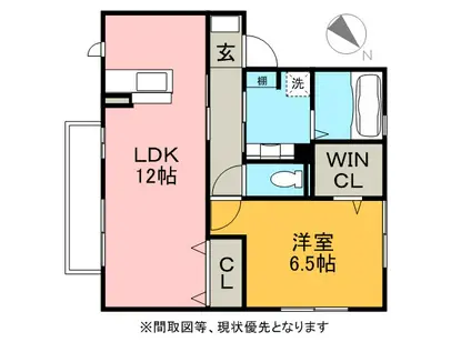 グランドハイツ(1LDK/2階)の間取り写真