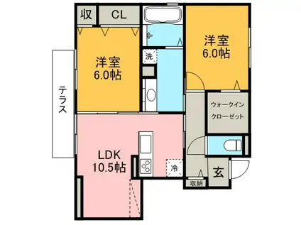 ヴィーブルハウス(2LDK/1階)の間取り写真