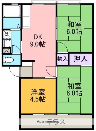 ROSSACORSAA棟(3DK/1階)の間取り写真