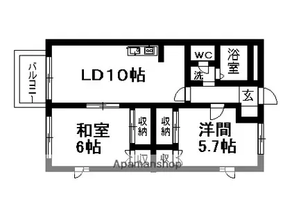 プロパティ中之町(2LDK/1階)の間取り写真