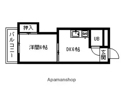 ファミーユタケノ(1DK/3階)の間取り写真