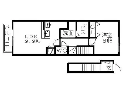 サンオルド(1LDK/2階)の間取り写真