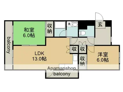ハイ・メゾン べるのーぶ(2LDK/2階)の間取り写真