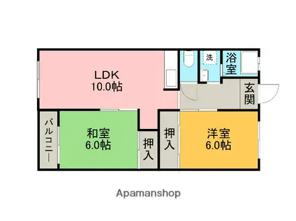 花池コーポラス(2LDK/4階)の間取り写真