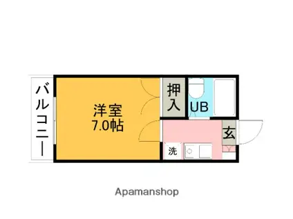 東海道本線 尾張一宮駅 徒歩14分 5階建 築37年(1K/4階)の間取り写真