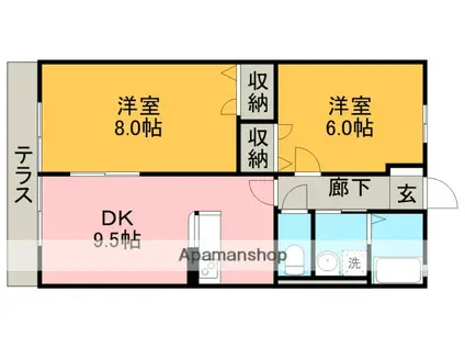 メゾン・ド・フローラⅡ(2DK/2階)の間取り写真