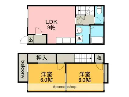 DUPLEX国王231(2DK/1階)の間取り写真