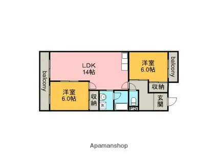 サークルコープ(2LDK/3階)の間取り写真