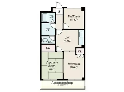 エクシードB(3DK/2階)の間取り写真