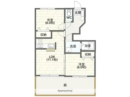 ポラリス栄(2LDK/1階)の間取り写真