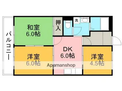 サンプラザ サカイ(3DK/3階)の間取り写真