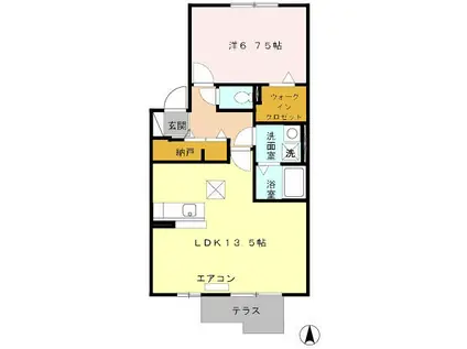 ブルームコートⅡ(1LDK/1階)の間取り写真