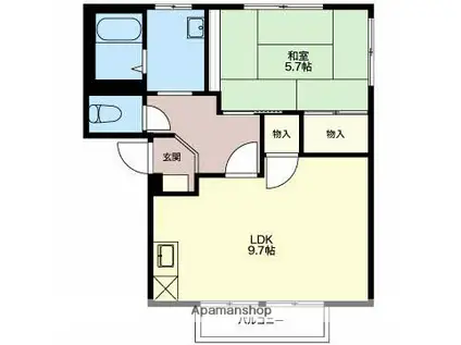コウエイハイツ(1LDK/2階)の間取り写真