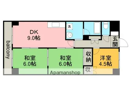 石照マンション花池(3LDK/2階)の間取り写真